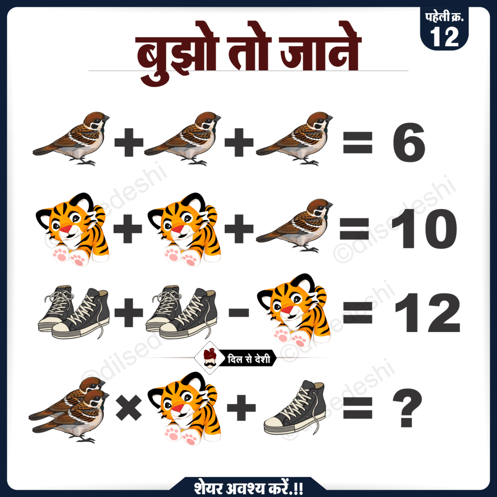Bird, Lion and Shoe Picture Puzzle No. 12 Answer